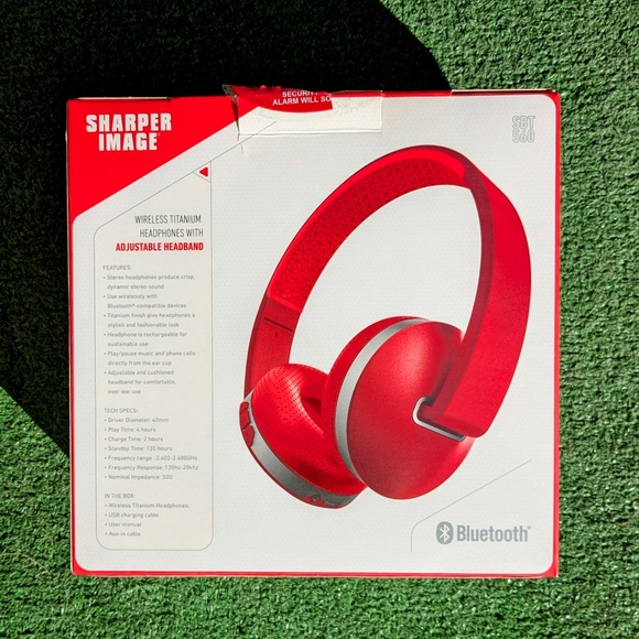 Sharper Image Wireless Rechargeable Bluetooth Titanium Headphones w/Adj Headband - Picture 2 of 3